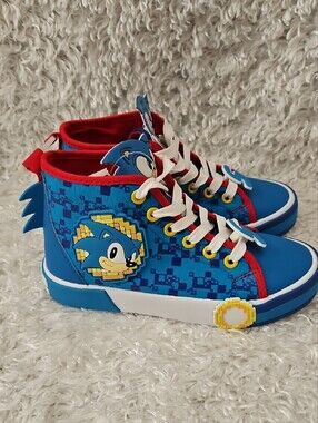 Kids Blue Sonic-Themed High-Top Sneakers Size 1